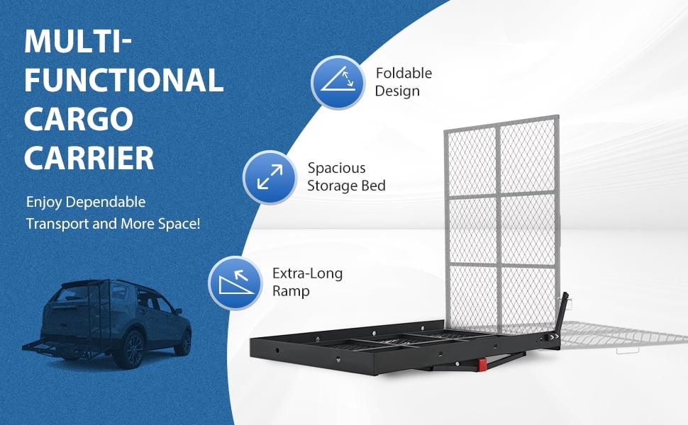 Wheel Chair Trailer Hitch Carrier Scooter Mobility Cargo Carrier w/Loading Ramp