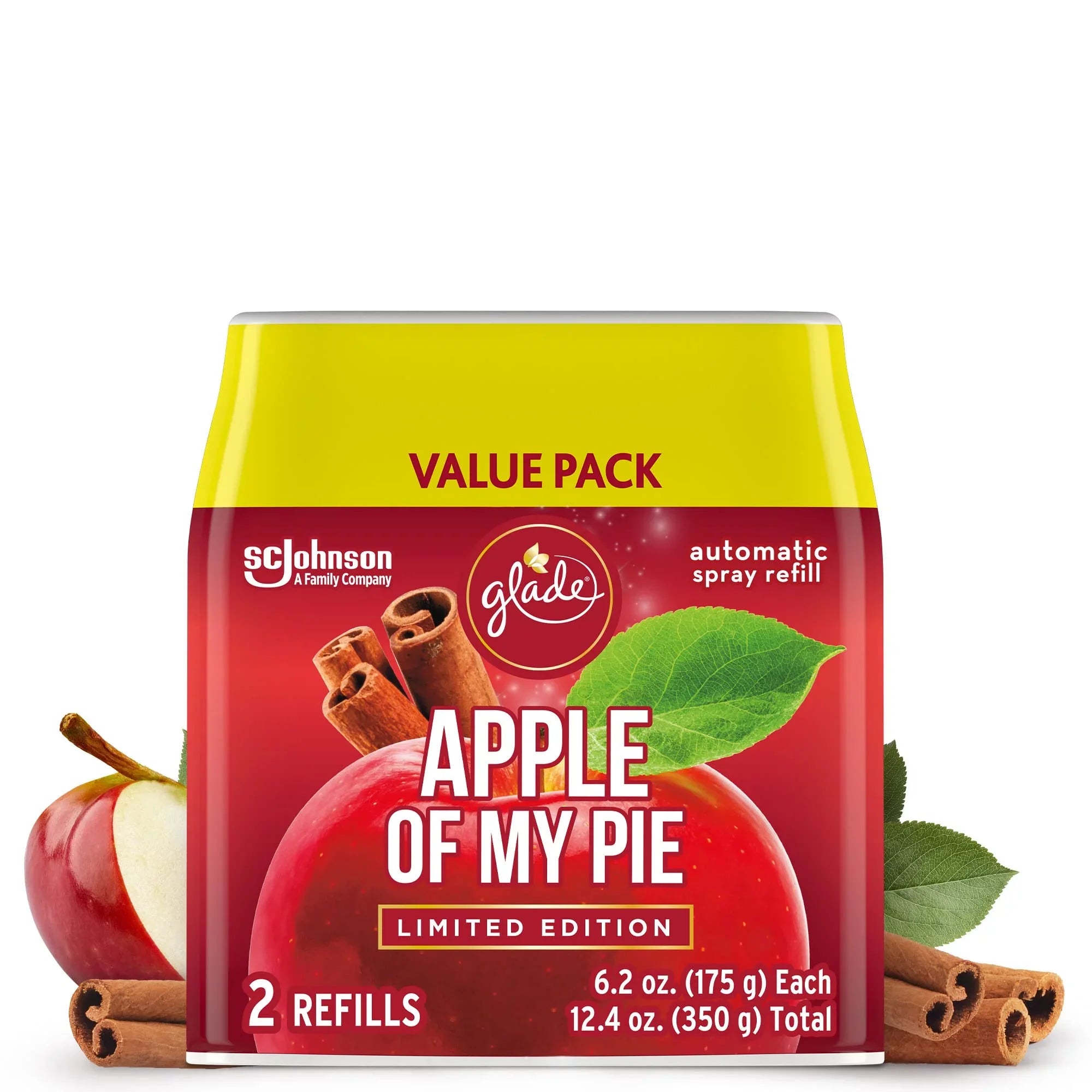Glade Automatic Spray Refill, Air Freshener For Home And Bathroom, Apple Of My Pie, 6.2 Oz, 2 Count