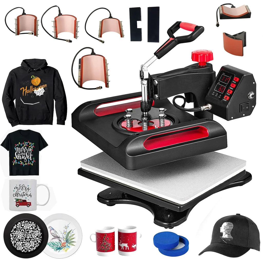 Red Heat Press Machine 8 in 1, 12 x 15 Inches Sublimation Transfer Printer, Digital Precise  Control Printing, 360 Swing Away Vinyl Transfer Printer for -Shirts, Canvas Bag, Pillow, Banner