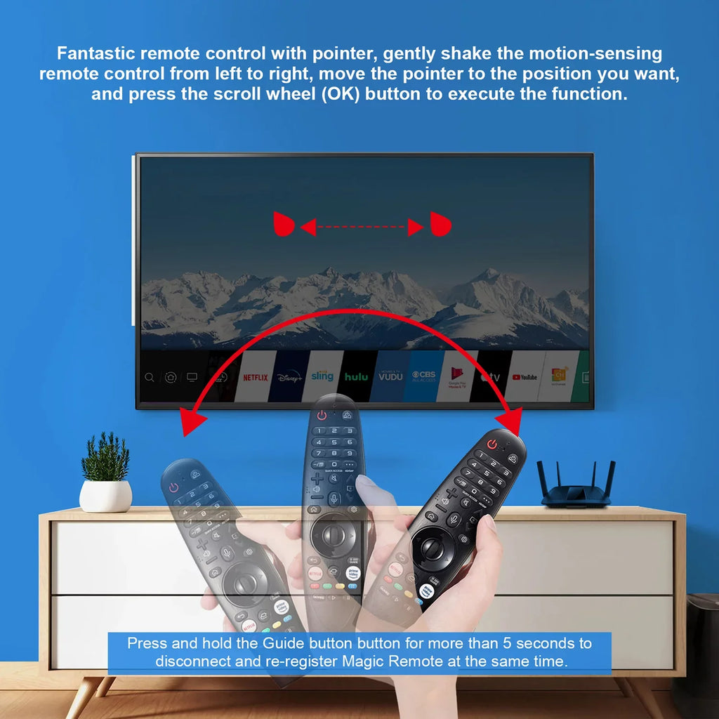 '- New Voice Magic Replacement Remote Control for     NanoCell 4K 8K Models Netflix and Prime Video Hot Keys, Google/Alexa, with Pointer Function