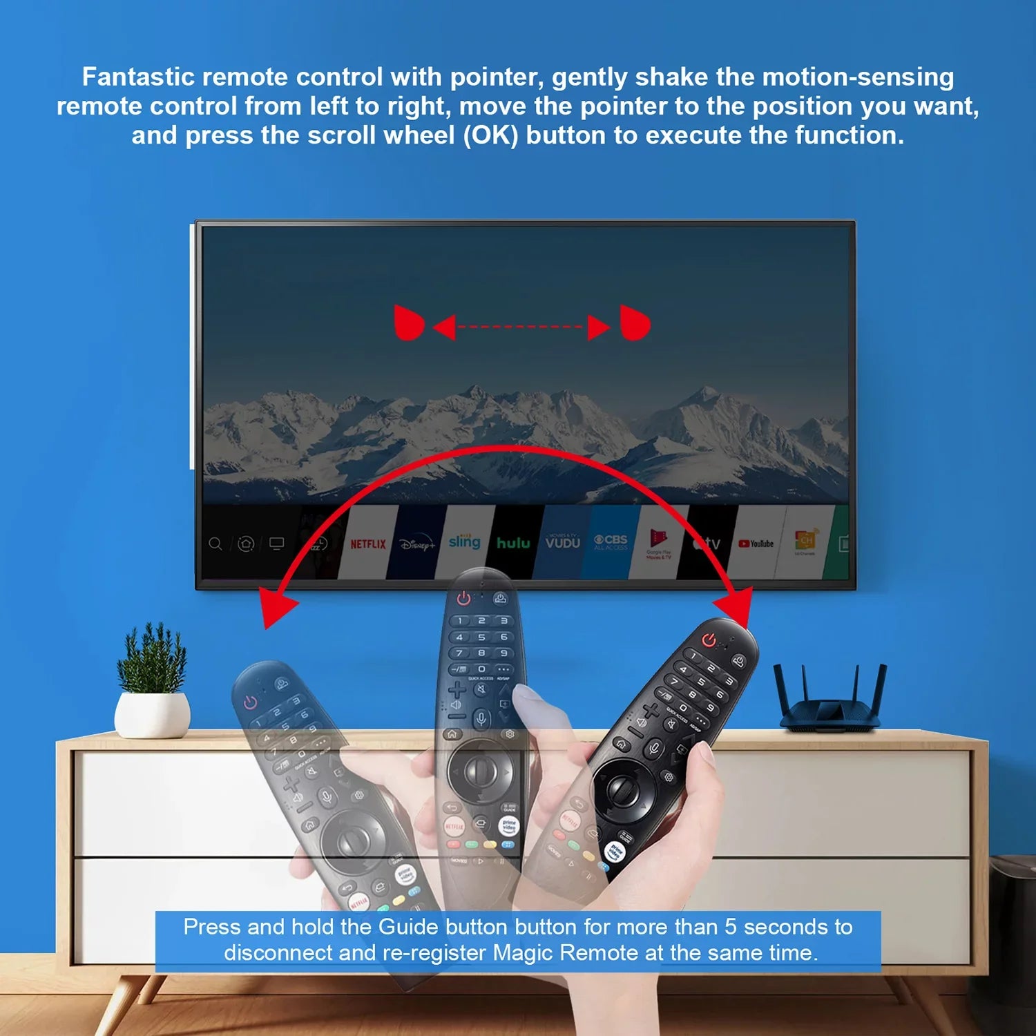 '- New Voice Magic Replacement Remote Control for     NanoCell 4K 8K Models Netflix and Prime Video Hot Keys, Google/Alexa, with Pointer Function