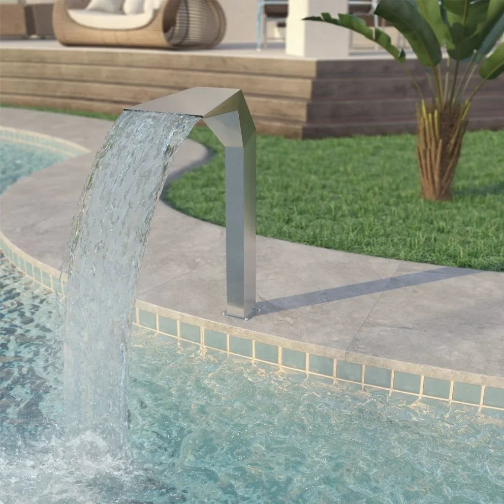 Dcenta Pool Fountain Stainless Steel Waterfall Garden Patio  Swimming Pool Fountain Silver (19.7"x11.8"x35.4 -US_43709USCLDL"