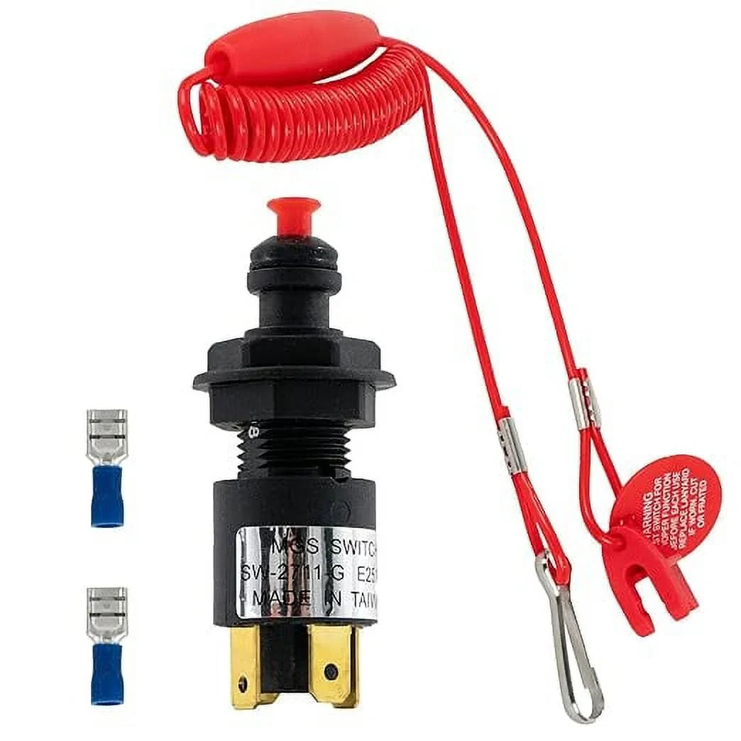 Five Oceans Marine Universal Emergency Cut-Off Switch, Kill Switch, Engine Shut-Off Switch 12VDC, Coil Extendable Lanyard, Snap Hook and Red Buoy, for Jet Ski, Inflatable Boats, ATVs -
