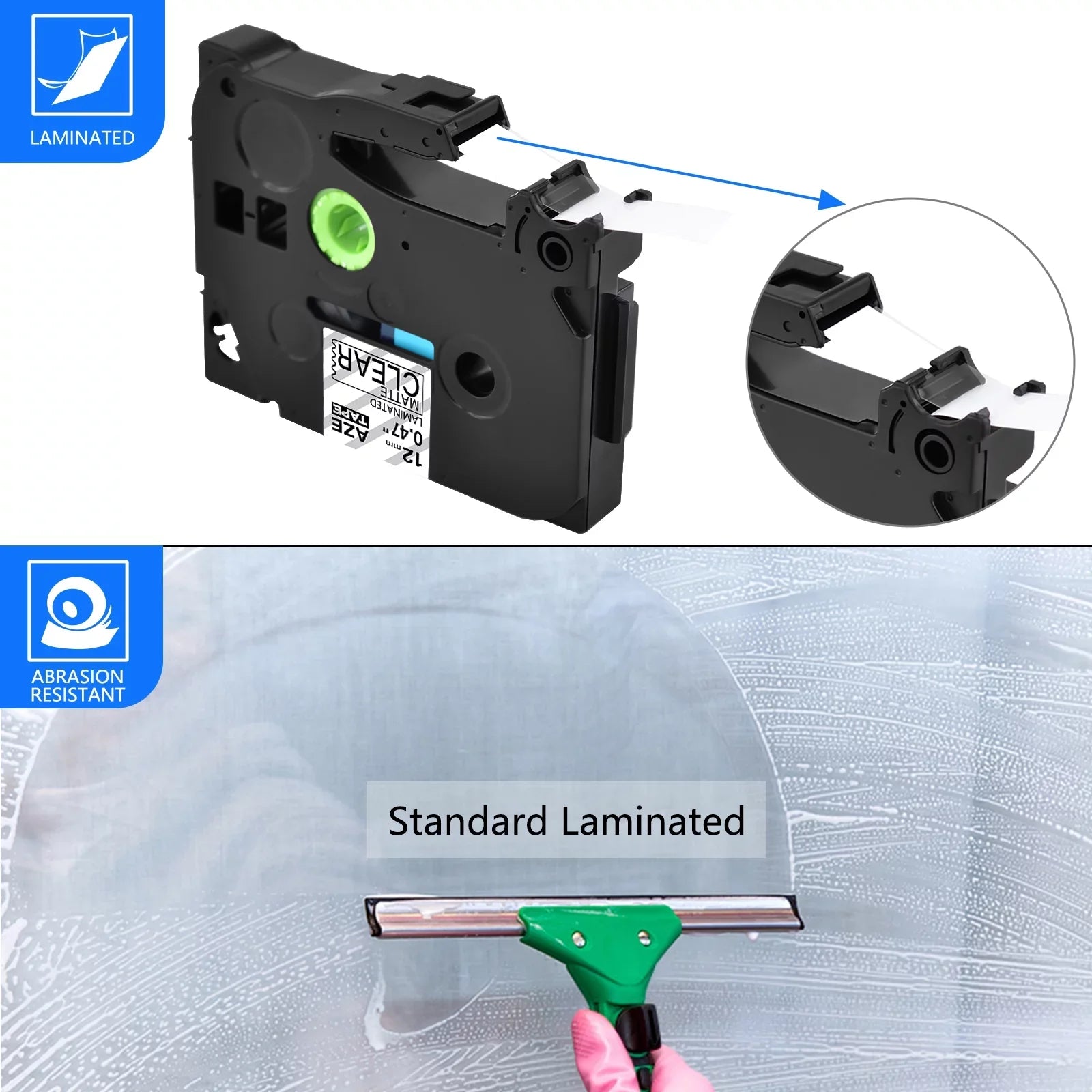 8PK Compatible for Brother -touch Black on Matte Clear 12mm 0.47" TZe- -  TZeM31 Laminated Label Tape