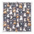 Phagun Grey Dogs Mix Printed Square Pure SilkScarfFor Hair Neck Head Bandanas For Women