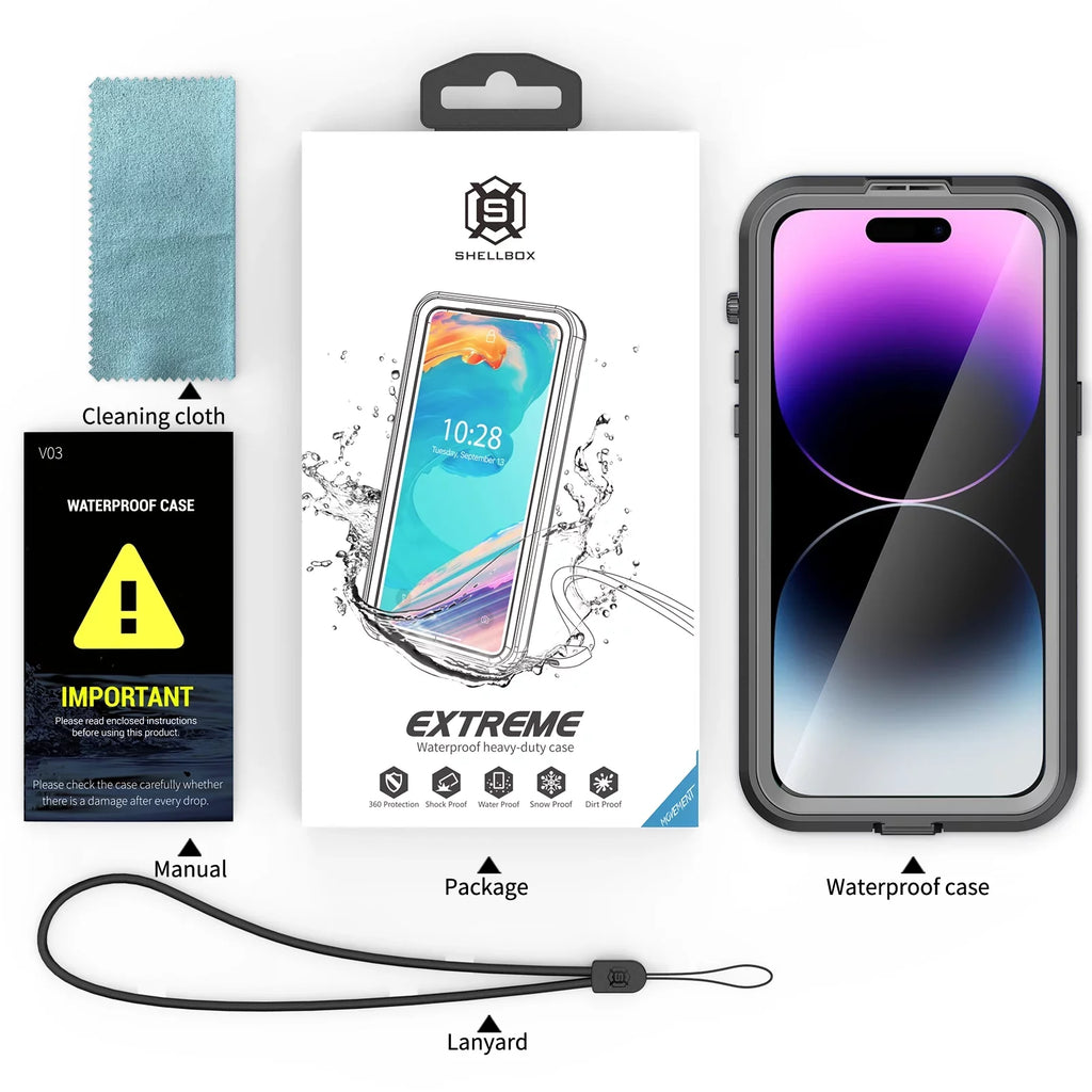 for iPhone 14 Pro Max 6.7" Case Waterproof, Built-in 6H Screen Protector [Real 360][ Underwater][14FT Military Dropproof][Dustproof][Compatible with MagSafe] for iPhone 14 Pro Max - Black