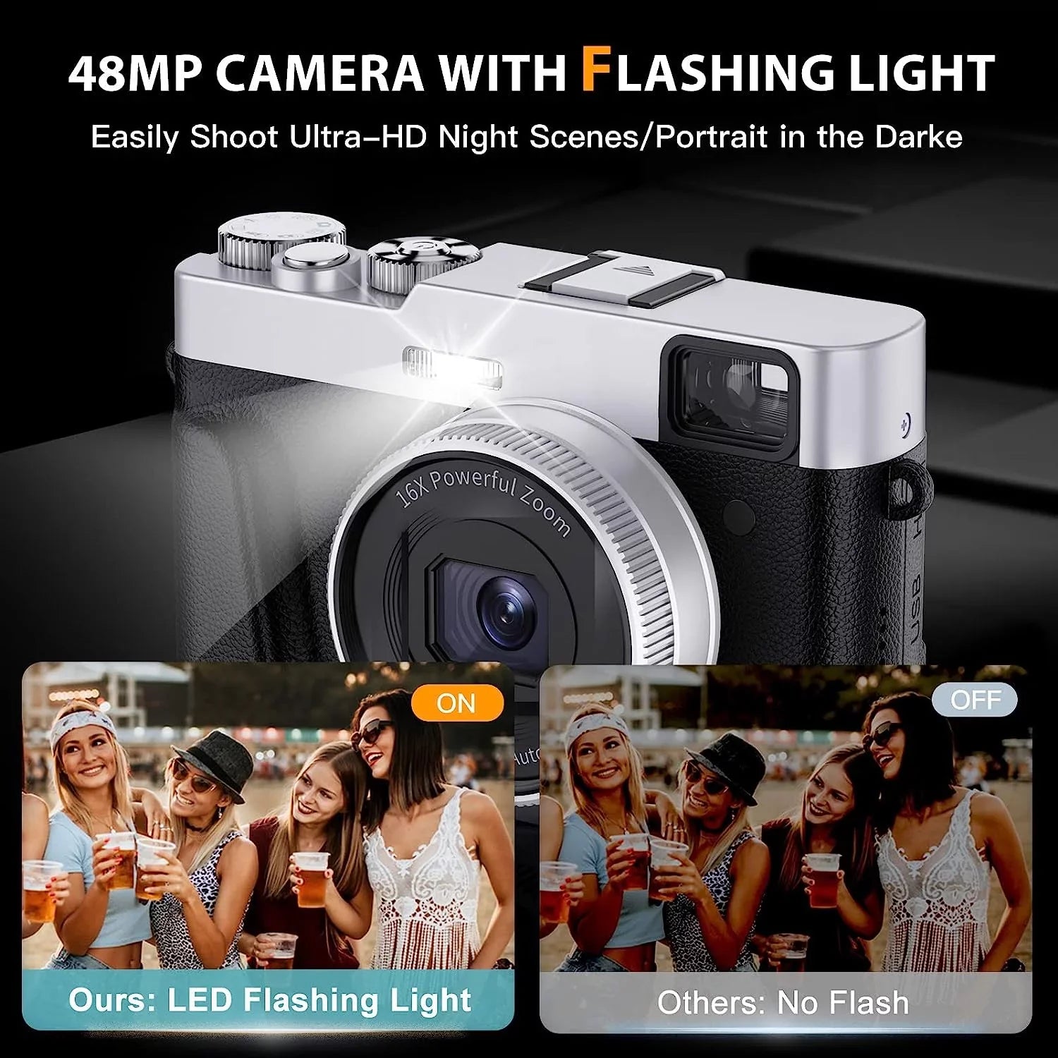 4K Digital Camera for Photography Autofocus 48MP 4K Camera for Vlogging YouTube 16X Digital Zoom Video Camera with 32GB  Card