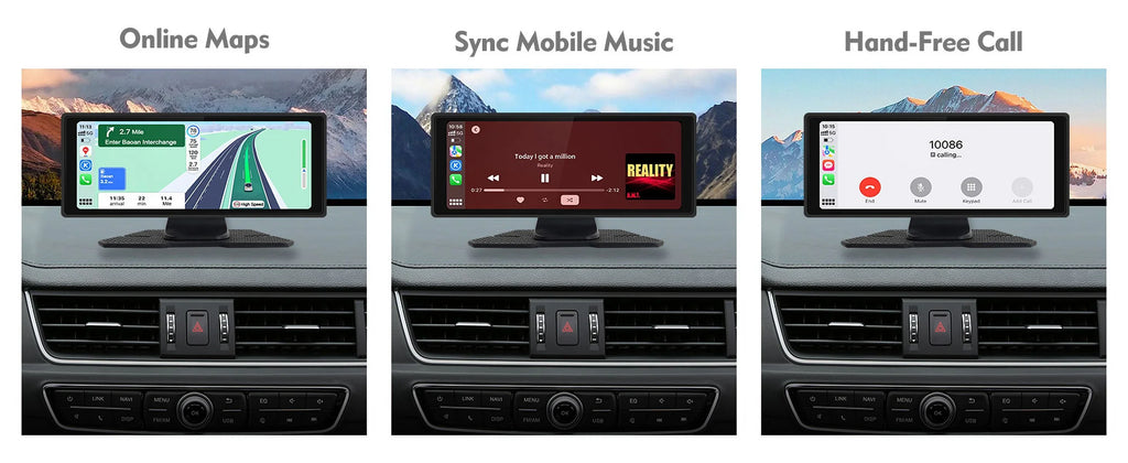 Portable Wireless Carplay & Android Auto Car Stereo, 10.26 Inch Full  Car Touch Screen Portable Car Radio Receiver Backup Camera
