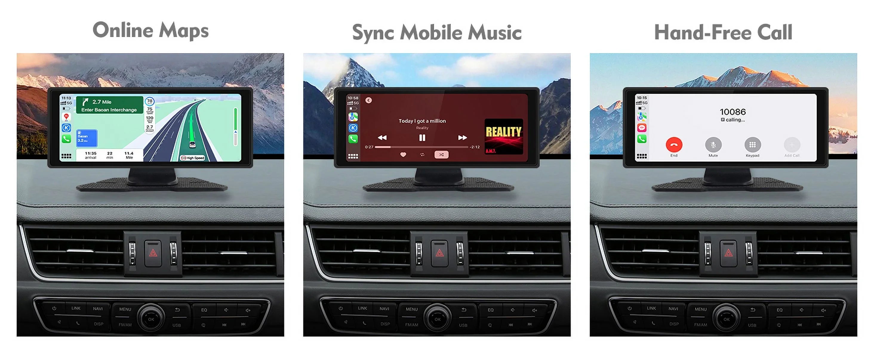 Portable Wireless Carplay & Android Auto Car Stereo, 10.26 Inch Full  Car Touch Screen Portable Car Radio Receiver Backup Camera