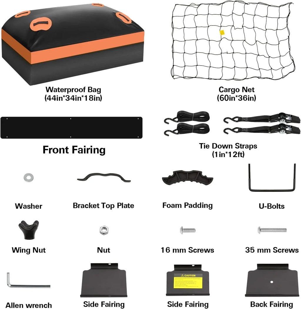Eyoloty 54" x 34" Heavy Duty Roof Rack, Rooftop Cargo Carrier Basket with Waterproof Bag, Tie Down Strap, Net, Rack Extension and Car Top Luggage Holder for , 150lb Capacity, Steel Construction