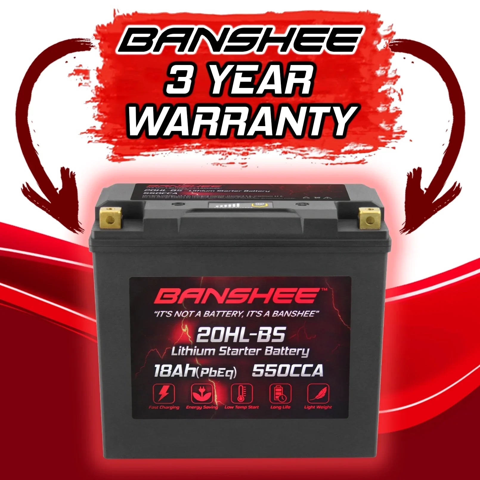 Banshee 20L- LiFePO4 Motorsports Battery Compatible with Yamaha  Road Star 2004 to 2007