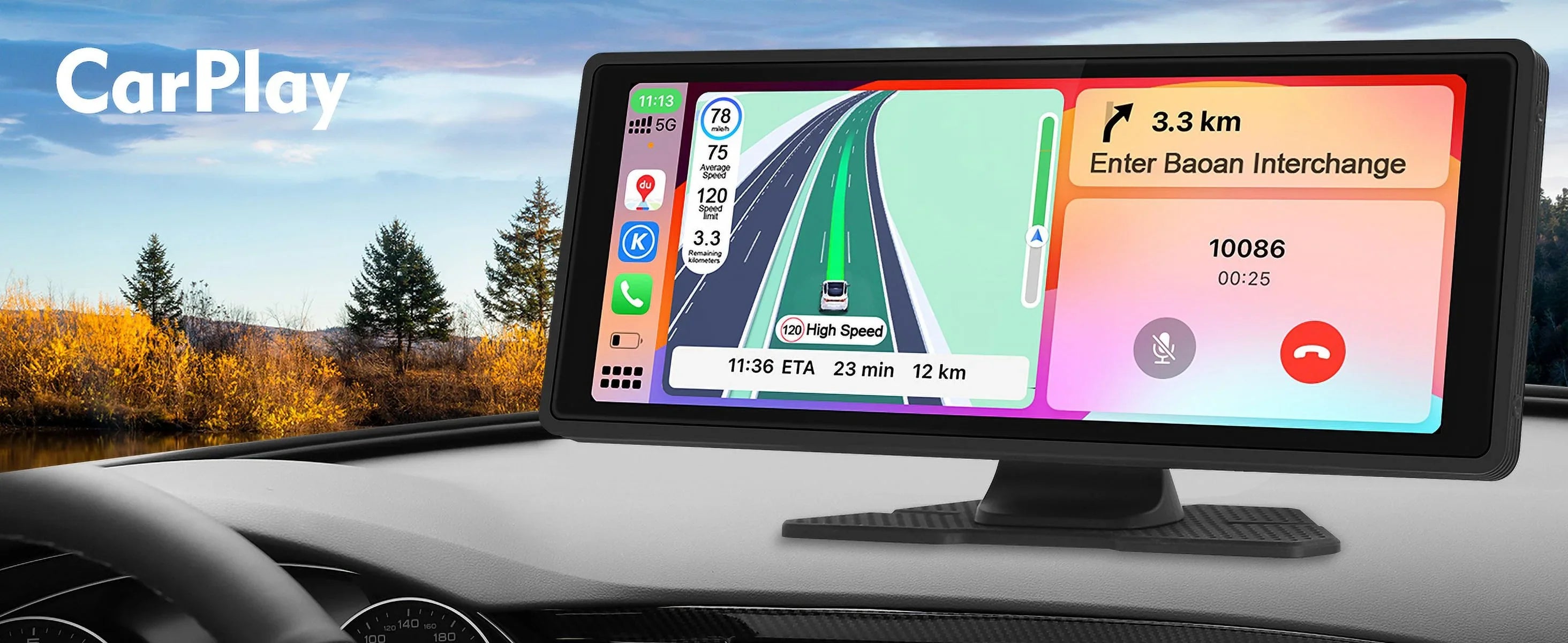 Portable Wireless Carplay & Android Auto Car Stereo, 10.26 Inch Full  Car Touch Screen Portable Car Radio Receiver Backup Camera