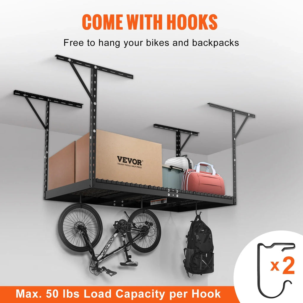 Overhead Adjustable Garage Storage Rack 36x72in Ceiling Rack 550lbs Black