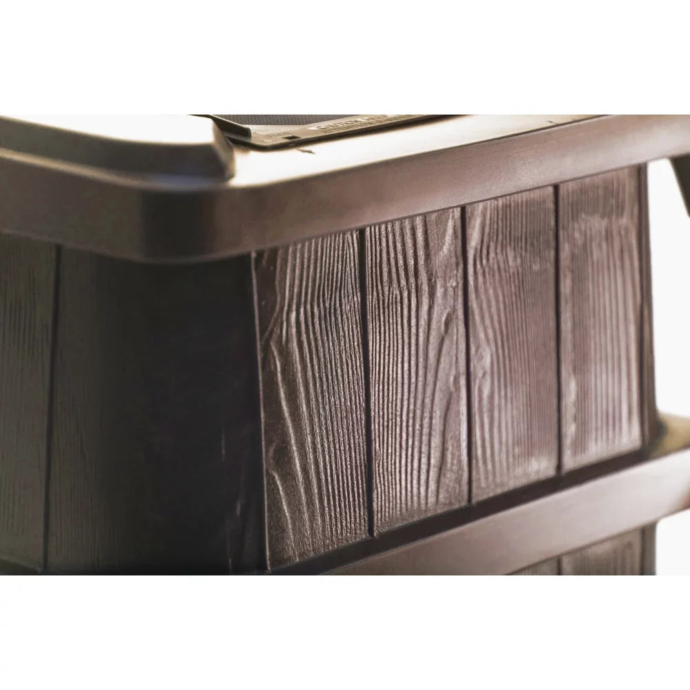 Outdoor 45 Gal Wood Grain Rain Water Catcher Barrel, Brown (2 Pack)