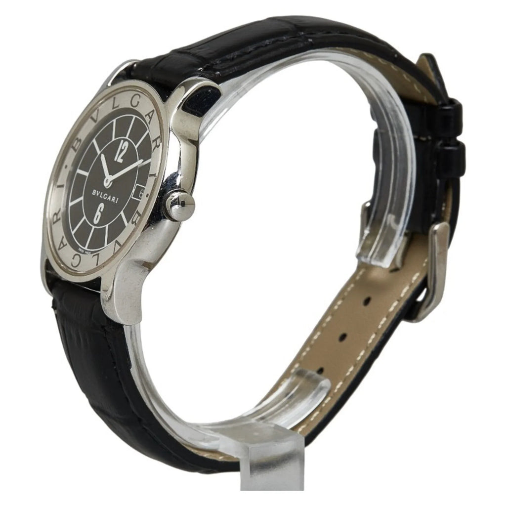 Pre-Owned  Solotempo Leather (non-original) Watch  Quartz Black Dial Stainless Steel Women's (Good)