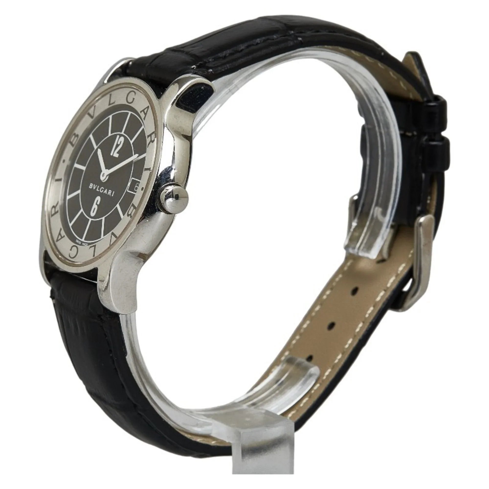 Pre-Owned  Solotempo Leather (non-original) Watch  Quartz Black Dial Stainless Steel Women's (Good)