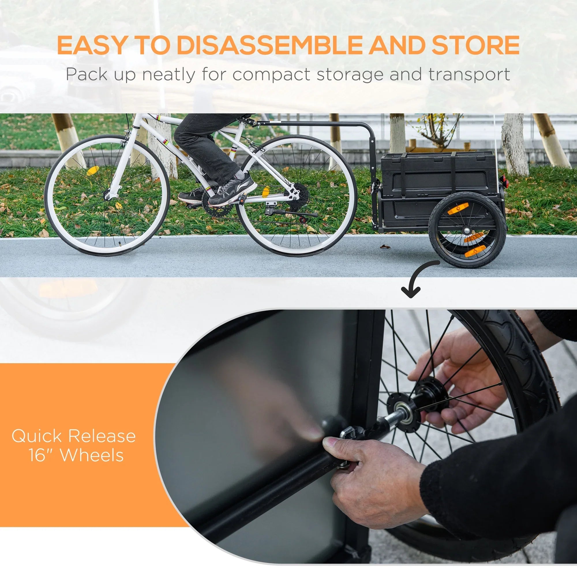 Aosom Bike Trailer Wagon with Removable Storage Box, Galvanized Bottom