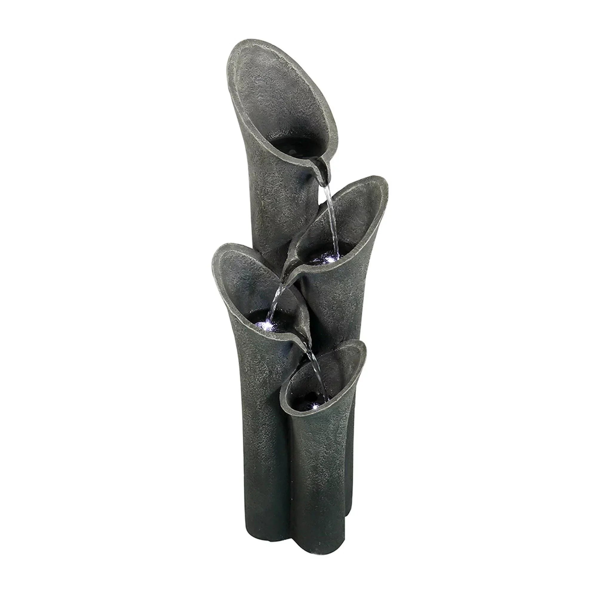 Meedzom 33.5'' Outdoor Water Fountain with Light, Resin Floor Water Fountain for Garden