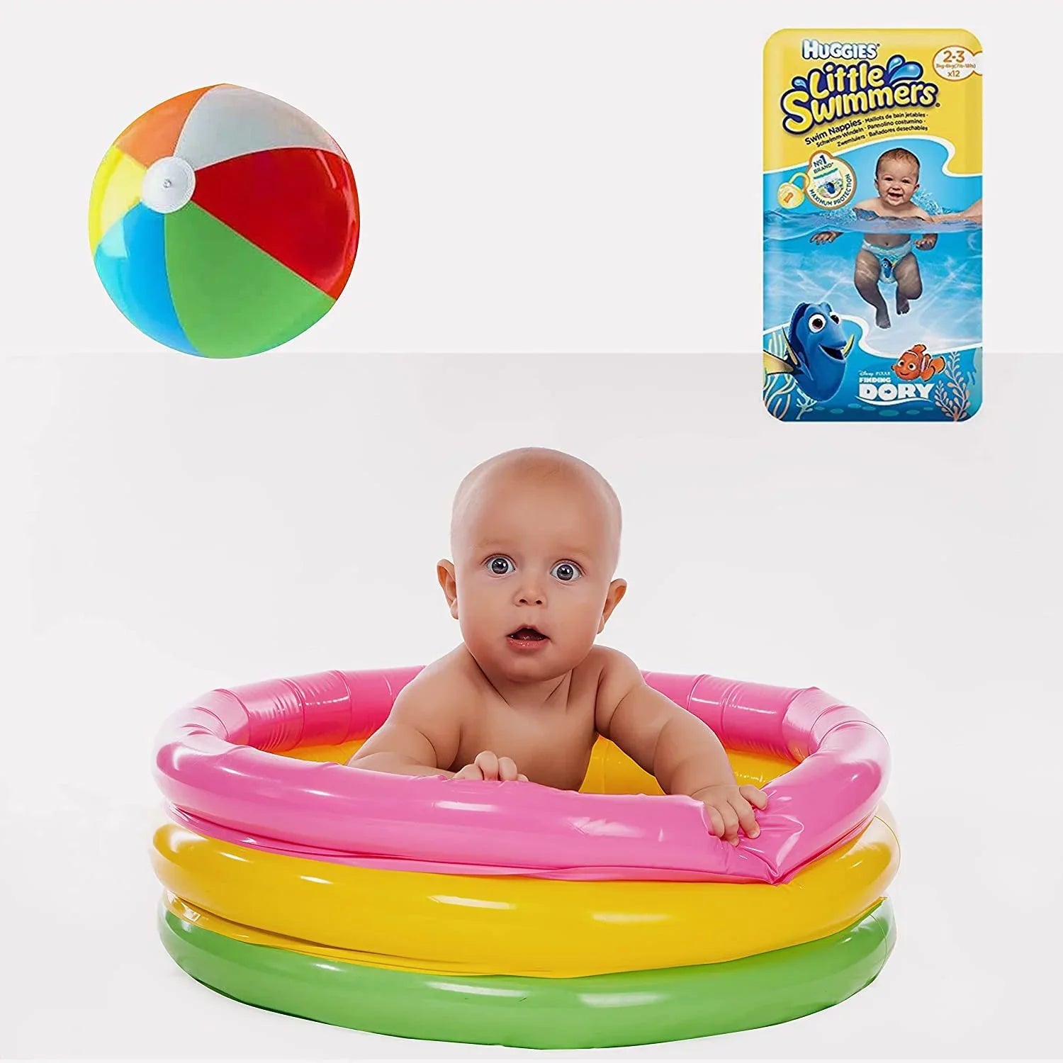 '-Small - Little Swimmers Disposable Swim Diapers, 7lb-18lb., 12-Count Bonus Inflatable Pool Ball 5 inch