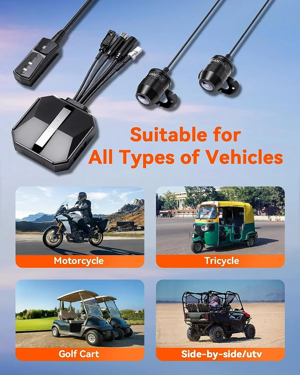 Vantrue  Motorcycle 4K Dashcam (4K + 1080P)  | WiFi | Parking Mode (No  Card)