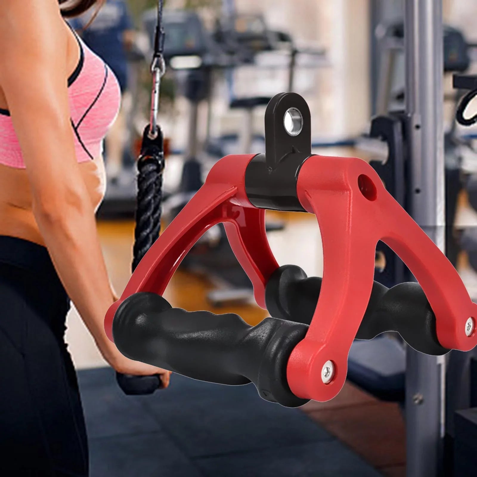 Two  Rowing Handle Cable Attachment Bearing 661 Bar Row Attachment Tricep Rope Pull Down Machine for Fitness, Home ,Gym ,Back Training Red