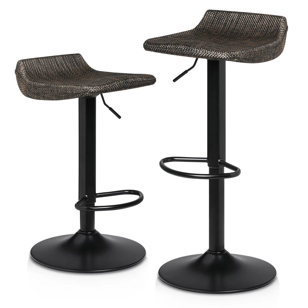 MoNiBloom Metal Bar Stools Set of 2 Counter Height Adjustable Swivel, with Footrest for Kitchen Dining Room Indoor Outdoor, Brown