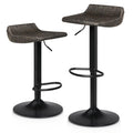 MoNiBloom Metal Bar Stools Set of 2 Counter Height Adjustable Swivel, with Footrest for Kitchen Dining Room Indoor Outdoor, Brown