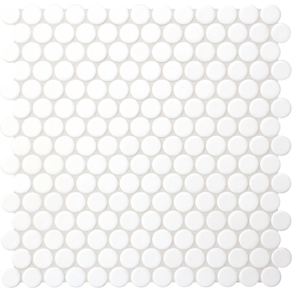 Tiled Cement Outdoor Pizza Oven / Clay Wood Fired Pizza Ovens with White Penny / Circle Mosaic Tiles -
