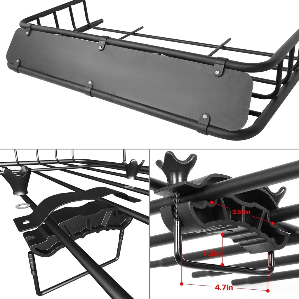 Eyoloty 54" x 34" Heavy Duty Roof Rack, Rooftop Cargo Carrier Basket with Waterproof Bag, Tie Down Strap, Net, Rack Extension and Car Top Luggage Holder for , 150lb Capacity, Steel Construction