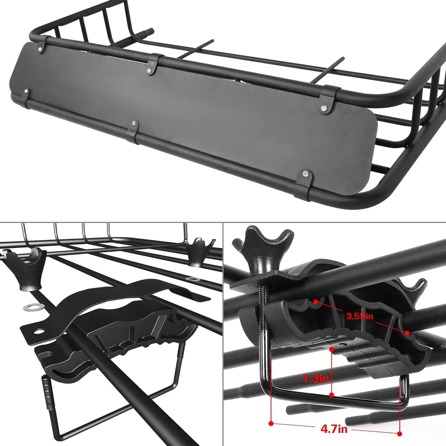 Eyoloty 54" x 34" Heavy Duty Roof Rack, Rooftop Cargo Carrier Basket with Waterproof Bag, Tie Down Strap, Net, Rack Extension and Car Top Luggage Holder for , 150lb Capacity, Steel Construction