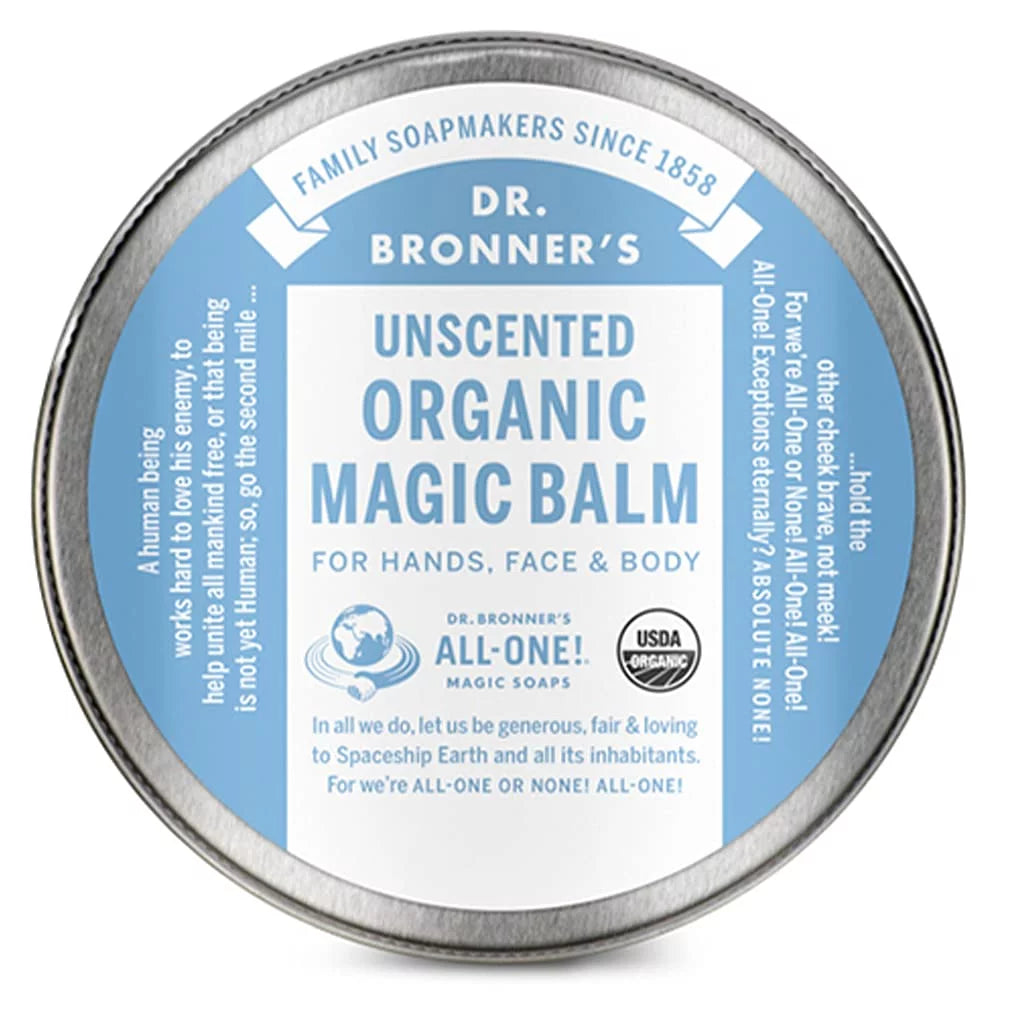 Dr. Bronner's - Organic Magic Balm (Baby Unscented, 2 Ounce, 2 Pack) Made with Organic Beeswax and Hemp Oil, Moisturizes and Soothes Hands, Face and Body, Relieves Dry Skin, Helps Prevent Diaper Rash
