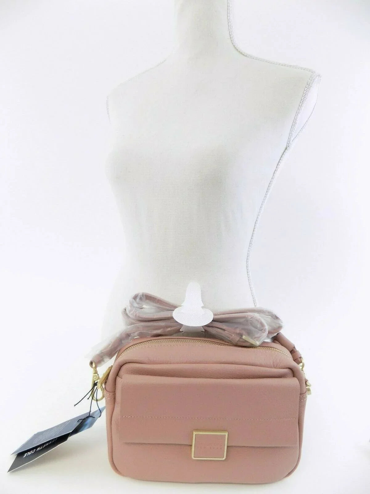 Kenneth Cole New York Christie Crossbody Handbag Leather Gold Zip Dark Pink