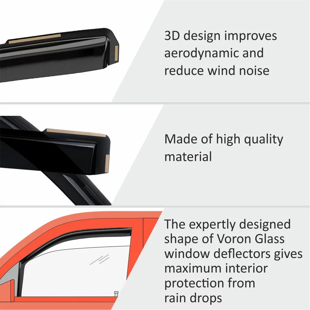 Voron Glass in-Channel Extra Durable Rain Guards for Kia Seltos 2021-2024, Window Deflectors, Vent Window Visors, 4 Pieces - 200551