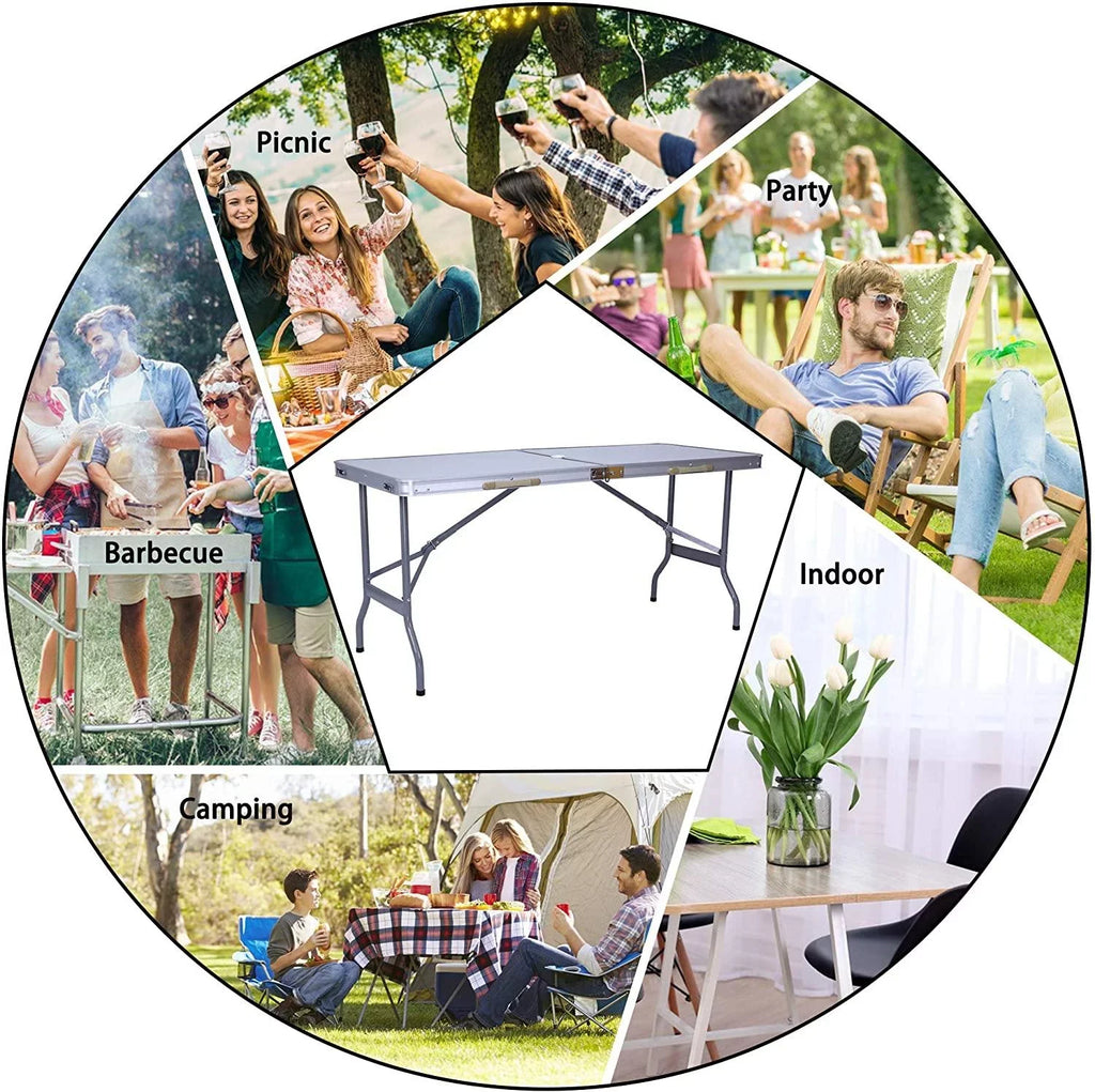 Mydepot Portable Folding Aluminum Picnic Table, Umbrella Hole, Compact, Carry Bag, Camping