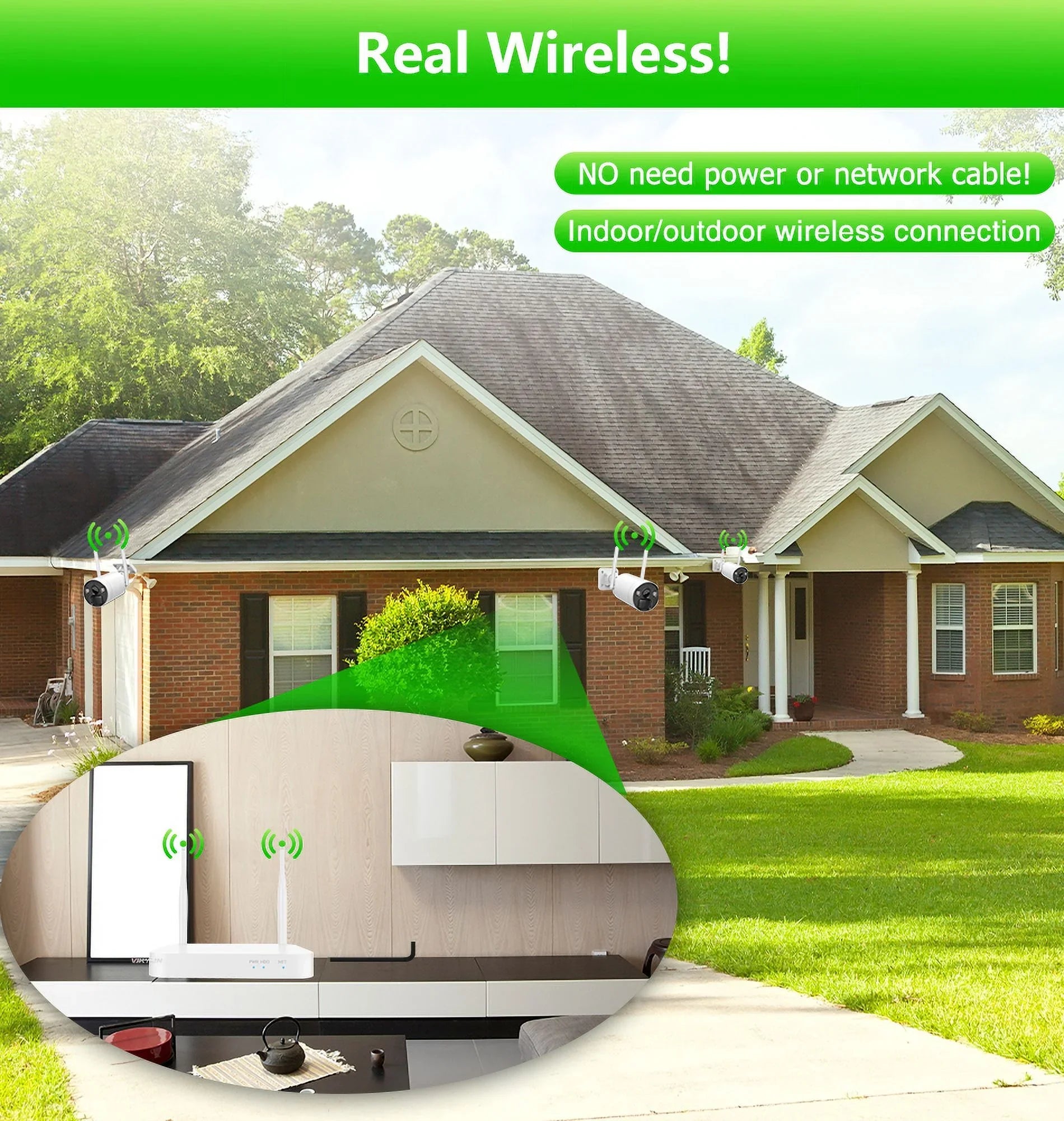 8CH WiFi  System 4Pcs 3MP Battery Camera , 4 Solar Panels ,  2.5inch  Wireless
