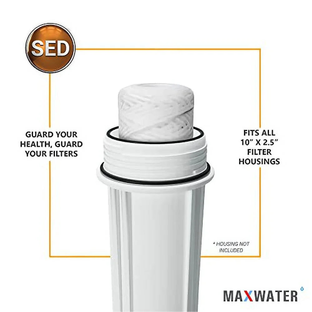 Standard 10".5" String Sediment Water Filter (5 Micron), Hard Well, Whole House,  Biodiesel, Compatible With Standard  Reverse Osmosis Systems,  Systems