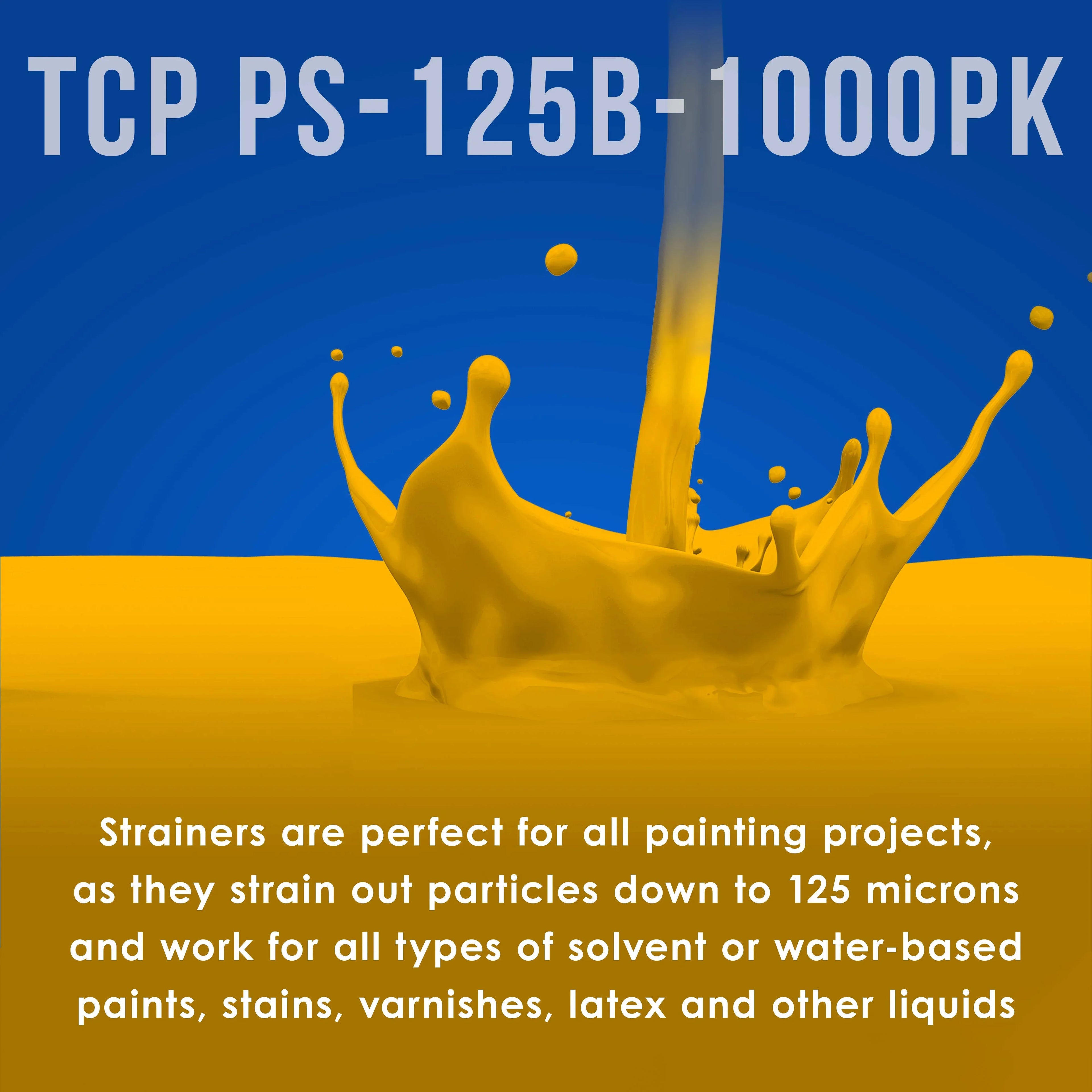 Global Case of 1000 Paint Strainers with Ultra-Fine 125 Micron Filter Tips - Premium Pure Blue Ultra-Flow Blue Nylon Mesh - Cone Paint Filter Screen - Finely Strain Auto, Car, House Paint