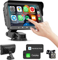 7"  Double Din Car Stereo, Portable Wireless Apple Carplay & Android Auto with Backup Camera,  Touch Screen Stereo with Bluetooth, Multimedia Player, Car Audio with Mirror Link//