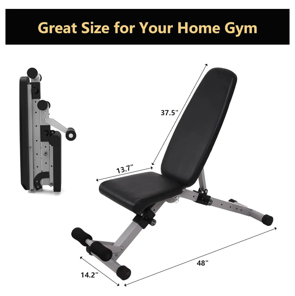 Adjustable Weight Bench Foldable Workout Bench Press for Full Body, Strength Training Decline Incline Bench for Home Gym