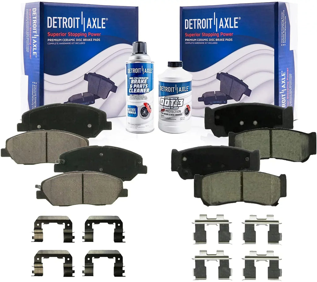 Detroit Axle - Brake Pads for 2007 2008 2009 Hyundai Santa Fe Front and Rear Ceramic Brake Pads w/Hardware Replacement Brakes