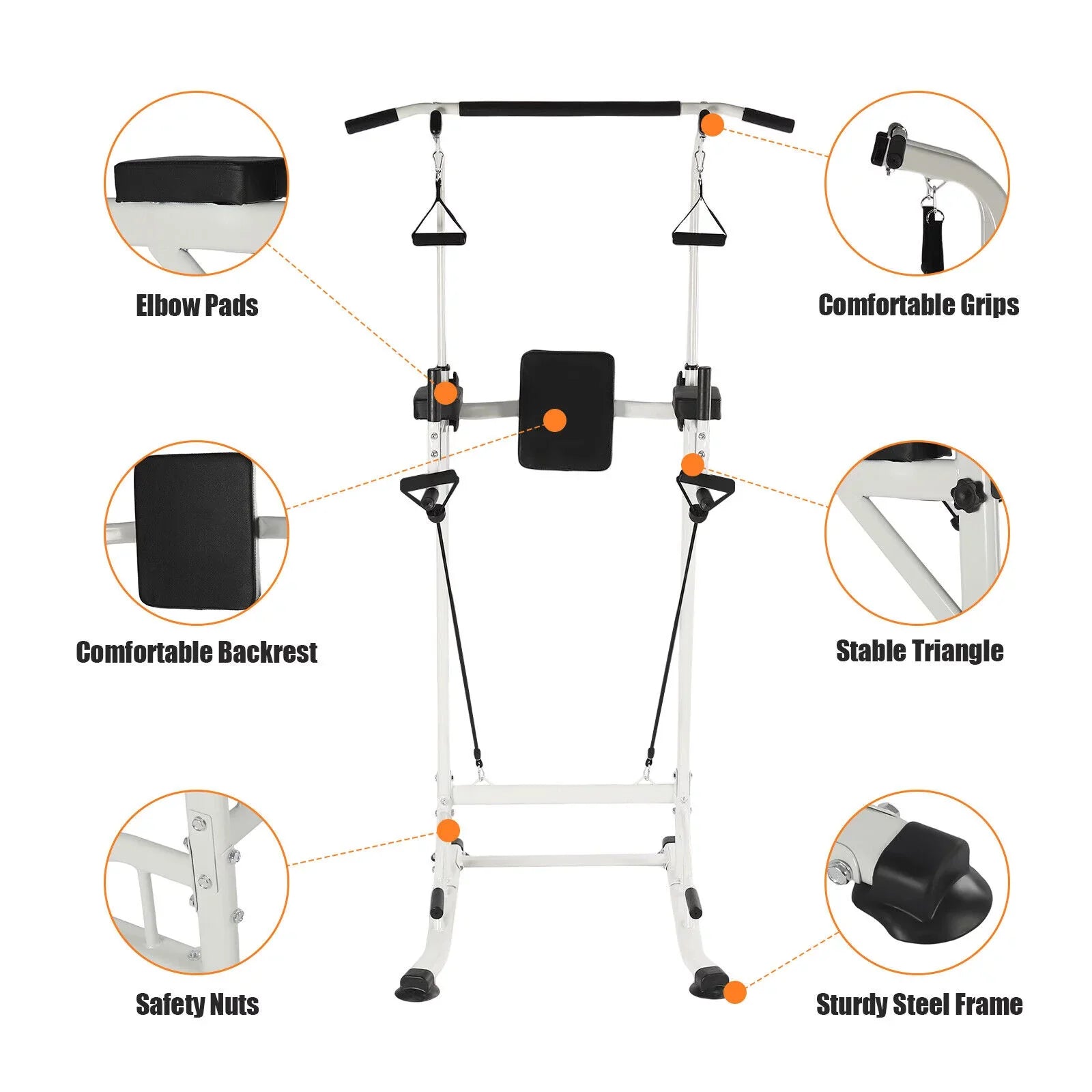 Power Tower Home Gym Power Station Sit Ups and Pull-Up Bar Height Adjustable