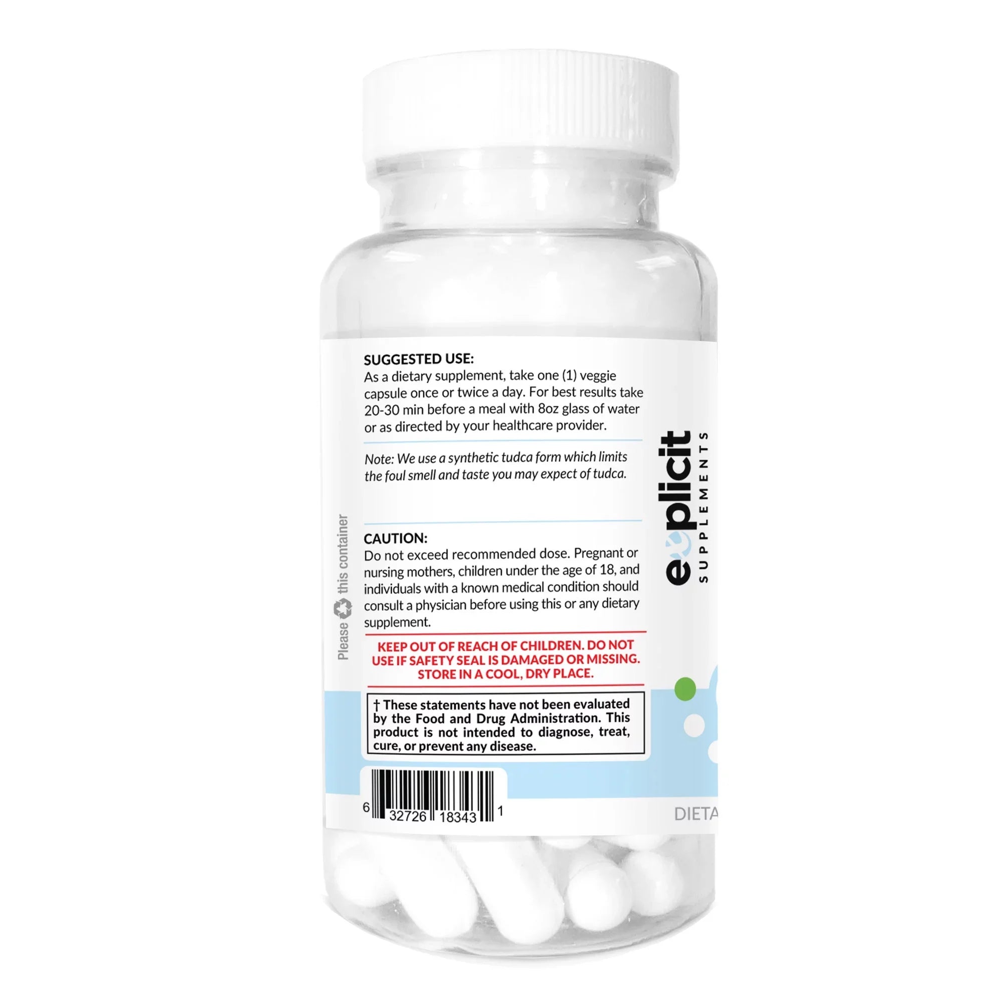 (Tauroursodeoxycholic Acid) - 500mg - 60 Capsules - Pure Liver Support & Health