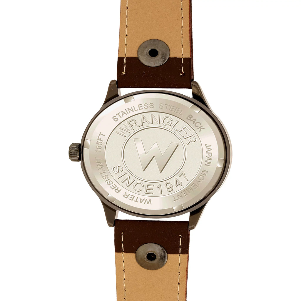 Wrangler 40mm Golden Sunburst Dial, Brown Strap Watch
