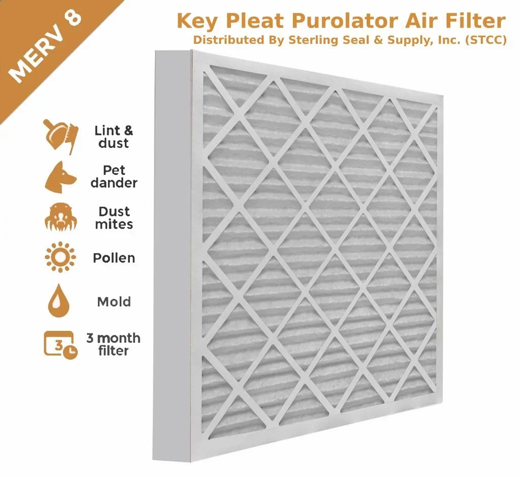 20x20x2 Purolator / Air Guard Pleated Air Filter -  8 (6 Pack)