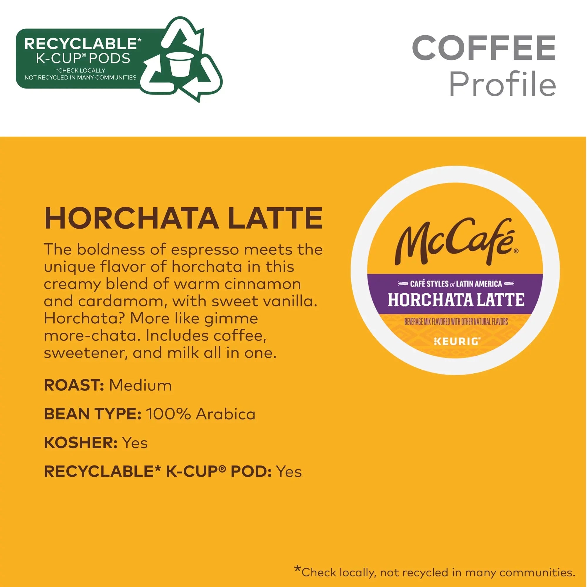 Mccafé Café Styles Of Latin America Horchata Latte, Keurig Single Serve -Cup Coffee Pods, 20 Count