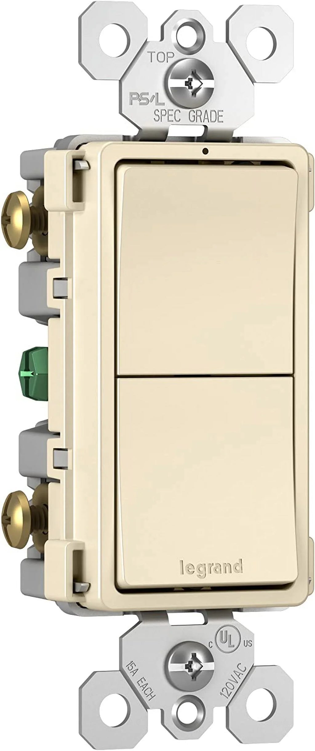 Legrand  Pass & Seymour Radiant 2 Single-Pole Switch, 15A, Light Almond - Quantity 6