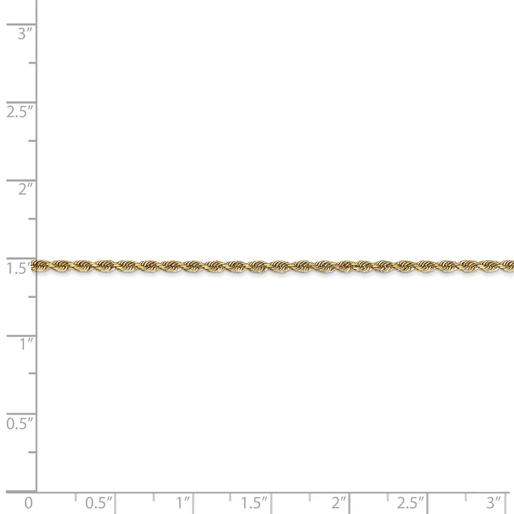 Real 14kt Yellow Gold 2.00mm Diamond Cut Quadruple Rope Chain Chain Bracelet; for Adults and Teens; for Women and Men