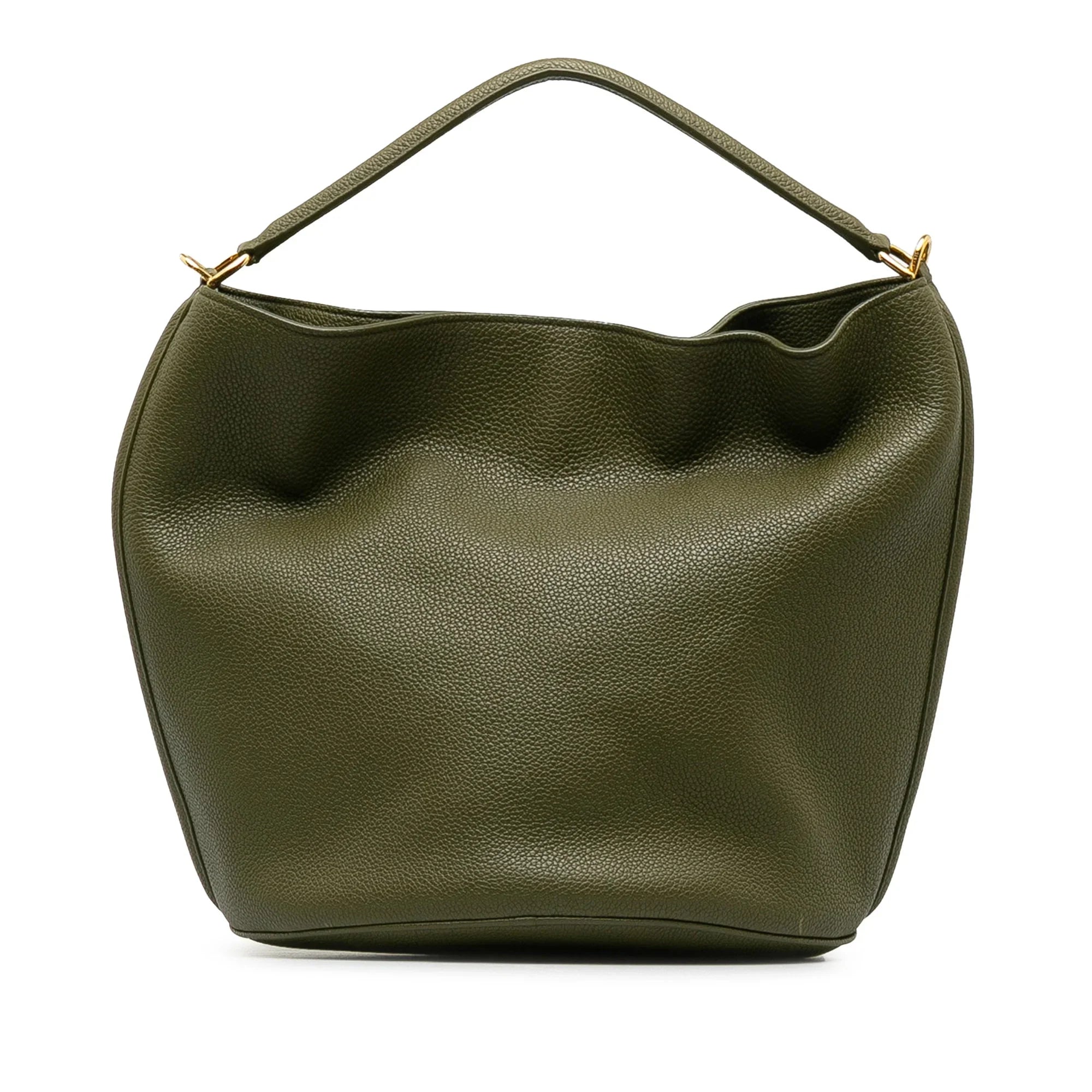 Pre-Owned Authenticated Celine Teen Bucket 16 Calf Leather Green Bucket Bag DrawstringBag Unisex (Good)