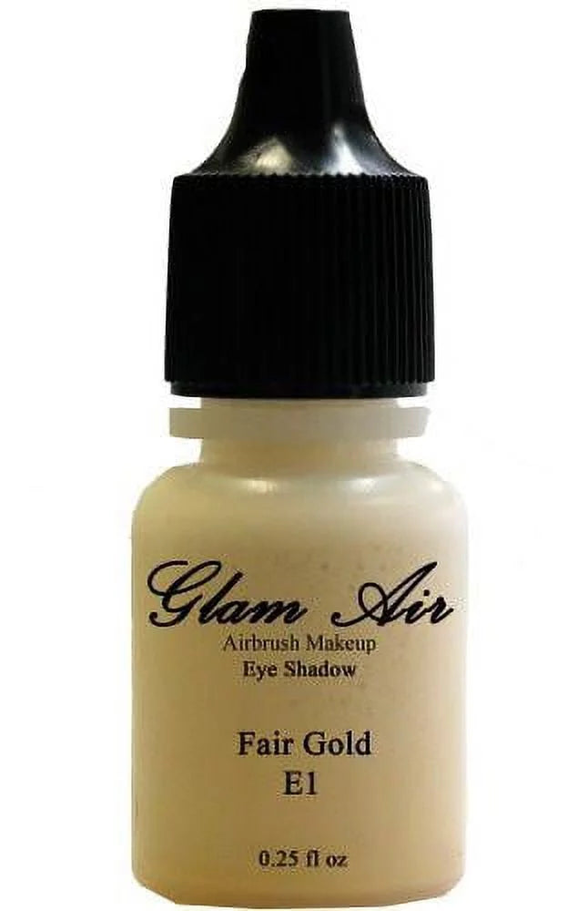 Glam Air Set of Three (3) s- Fair Gold E4Copper Cocoa, &amp; E9shimmery Green,  Airbrush Water-based 0.25 Fl. Oz. Bottles of Eyeshadow Shimmery Green, Copper Cocoa, Fair Gold