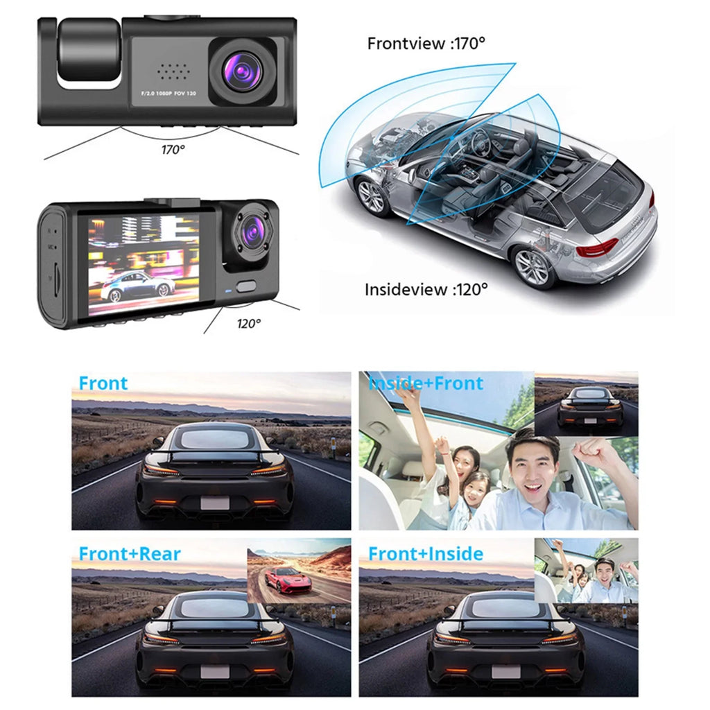 Moobody  Versatile Dash Cam for Car Safety,3-in-1 Car Safety Dash Cam,1080P+720P+480p, Car Rearview Mirror